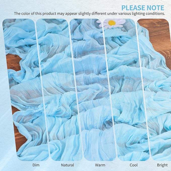 18 Pack Cheesecloth Table Runner 10FT Baby Blue Table Runner Light Blue Boho - Image 7