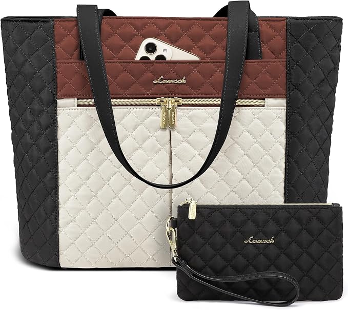 LOVEVOOK Laptop Bag for Women 17 inch, Diamond Quilted Work Tote Bags Womens by LOVEVOOK