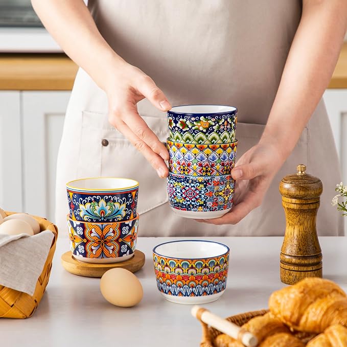 vancasso 6 Oz Ramekins Oven Safe Set of 6, Ceramic Baking Souffle Dishes | - Image 8