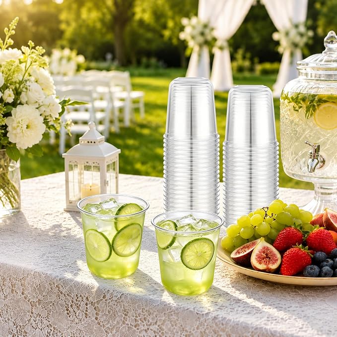 KesaPlan 150 Pcs 12oz Plastic Clear Cups, Disposable Wine Cocktail Glasses | - Image 6