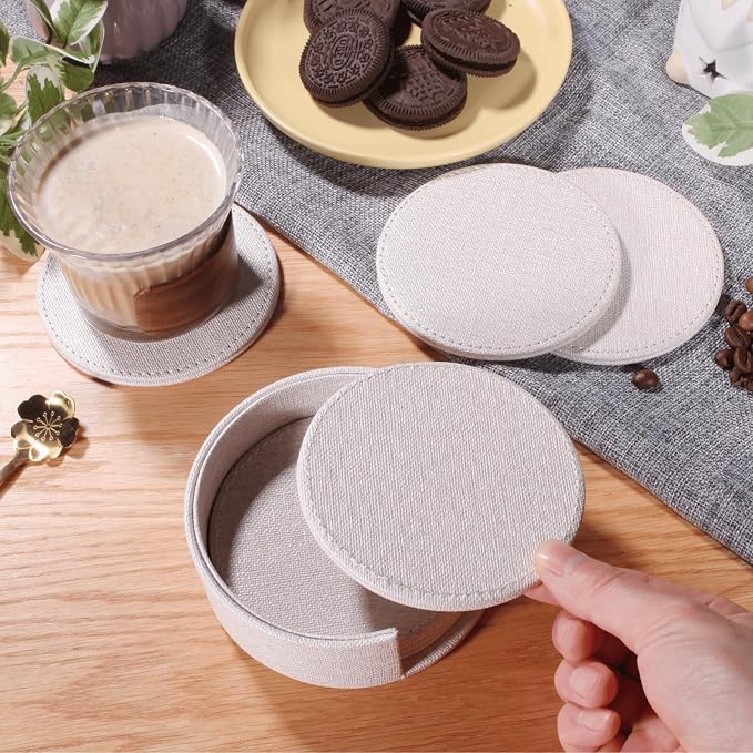 LAMOTI Leather Coasters for Drinks, Handmade Luxurious Home Décor and - Image 2