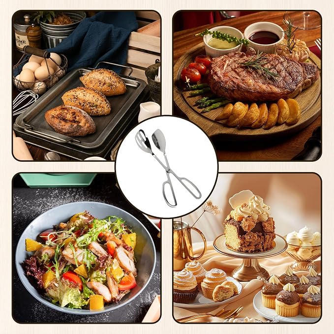 10-Inch Salad Tongs for Serving, Scissor Style Kitchen Tongs for Cooking | for - Image 5