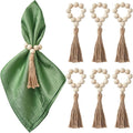 Napkin Rings Set of 6, Wooden Bead Napkin Rings by APTWOW