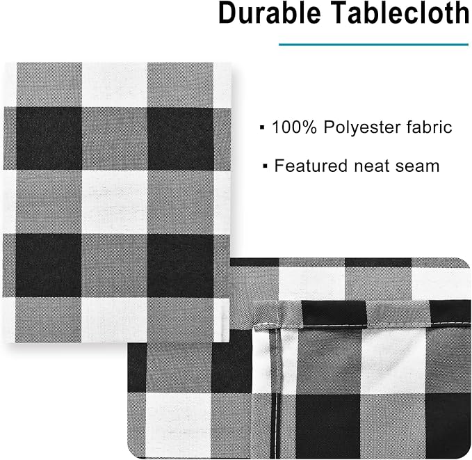Checkered Tablecloth Rectangle, 70 x 140 Inch - Image 4