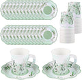24 Sets Eucalyptus Leaf Tea Party Cups, 7 OZ Disposable Paper Tea Cups | by NatNarr