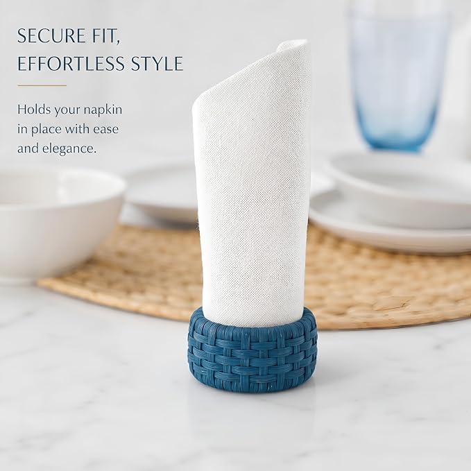 Artisan Cane Napkin Rings Set of 12, Earthy Woven Dinner Napkin Holders - Image 6