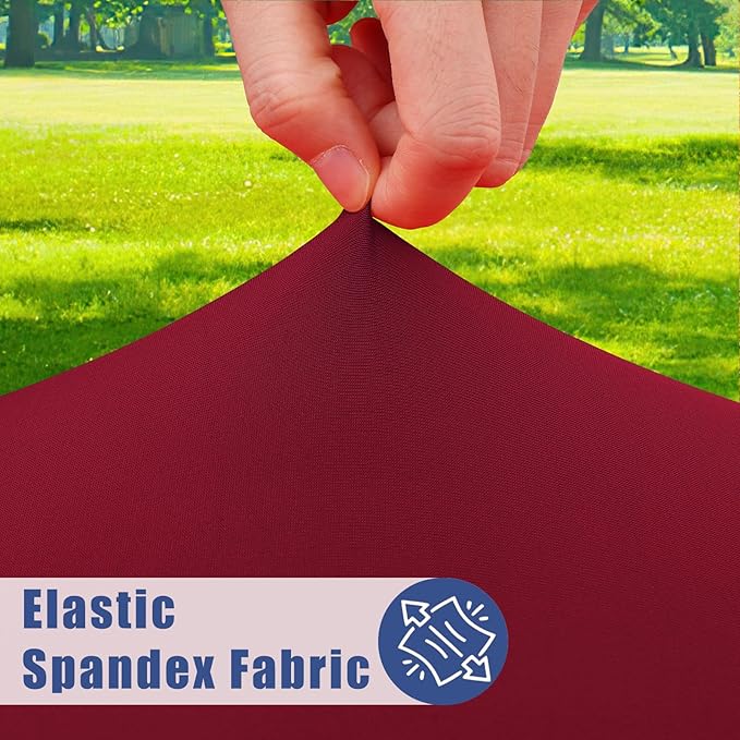 Round Spandex Tablecloth, Elastic Fitted Waterproof Tablecloths for 57"-68" Tables, Stretch Washable Picnic Table Cover for Camping, Dining, Indoor and Outdoor, Wine Red