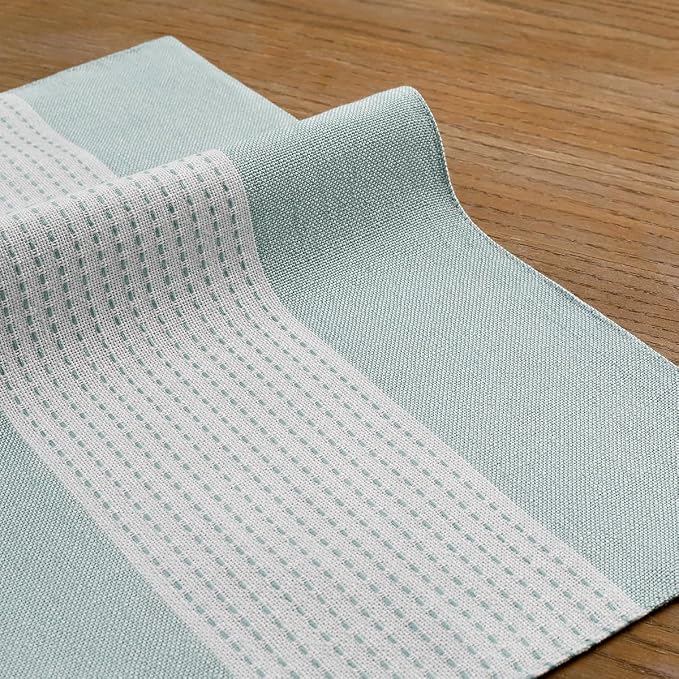 Wracra Linen Placemats Set of 6, Aqua Blue Place Mats - Image 3