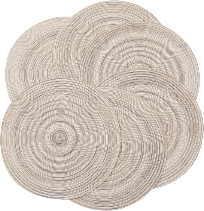 SHACOS Round Braided Placemats 15 inch Set of 6 Washable Kitchen Table Placemats - Image 4