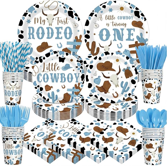 450 Pcs My First Rodeo Birthday Tableware Set Decorations Western Cowboy 1st by Unknown