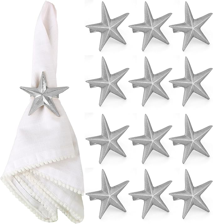 Star Napkin Rings, Durable Aluminum Napkin Holder by ALPHALivingHOME