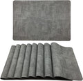WAZAIGUR Waterproof Easy to Clean Non-Slip Heat Resistant Thick Faux Leather Placemats for Dining Table Set of 8,Light Grey