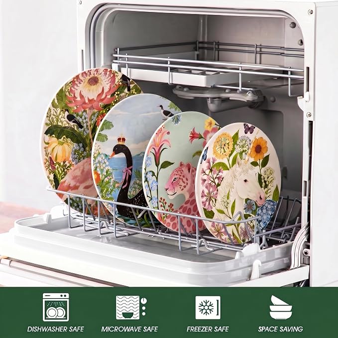 8.5 Inch Ceramic Plates Set of 4, Salad & Dessert Appetizer Plates | Kitchen - Image 8