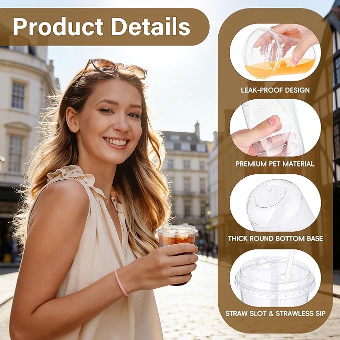 KesaPlan 50 Pack 16oz Clear Disposable Plastic Cups - Image 3
