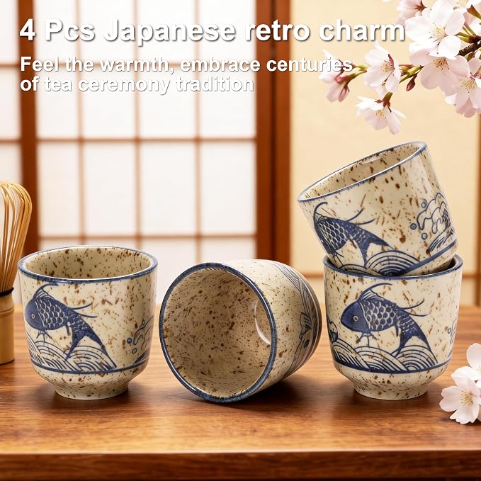 Japanese Tea Cups, 6 OZ Handless Matcha/Coffee Mug, Asian Teacup - Image 6
