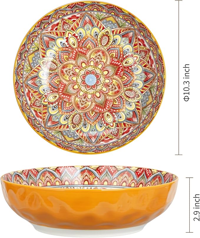 75 Oz Serving Bowls, Bohemian Style Large Porcelain Dishes - Image 3
