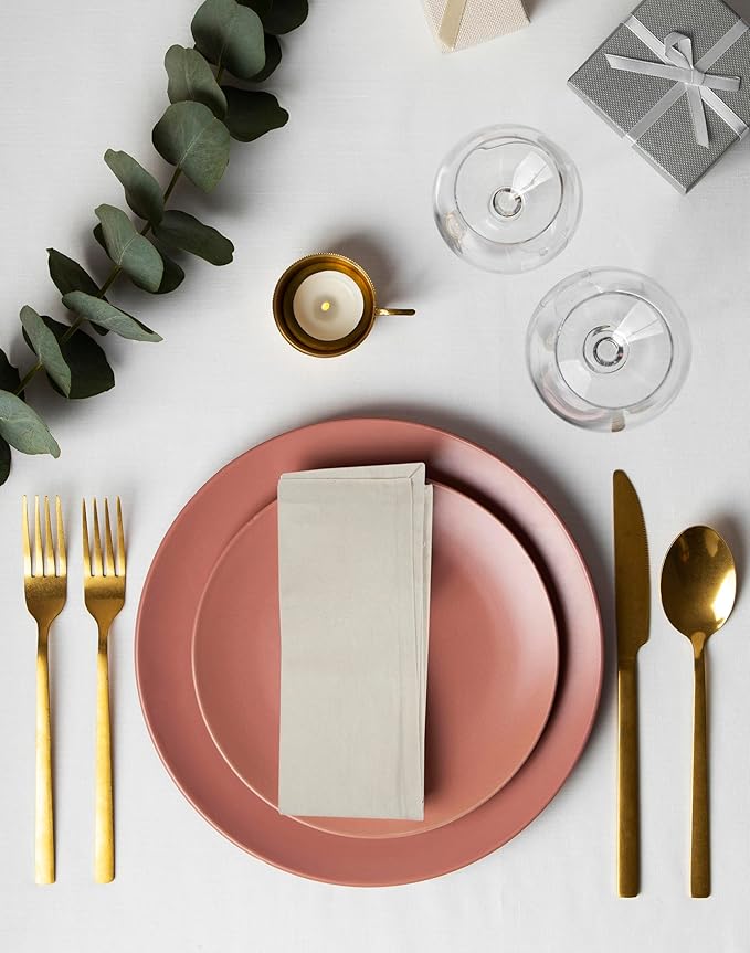 ACCENTHOME Accent Home 100% Cotton Napkins, Delicate Cloth Napkins for Dinners, Parties and Weddings，18 x 18 Inch Set of 12 - Natural
