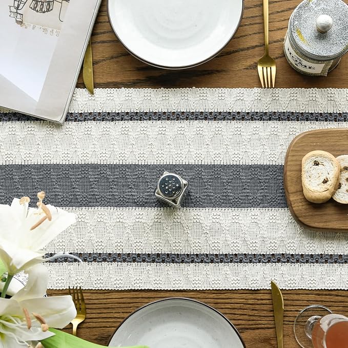 Artoid Mode Dark Green Rustic Woven Table Runner 12x72 Inch | Holiday Farmhouse - Image 3