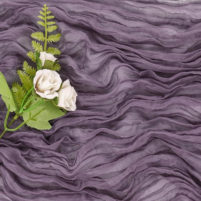 6 Pieces Grape 10FT Cheesecloth Table Runner Boho Gauze Fabric Table Runner - Image 5
