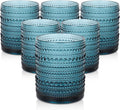ZMOWIPDL Drinking Glasses Set of 6, 12oz Blue Hobnail Glass Cups | Vintage by ZMOWIPDL