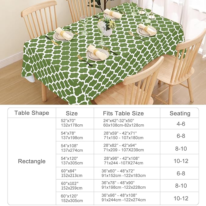 Smiry Square Table Cloth, Waterproof Vinyl Tablecloth with Flannel Backing for Square Tables, Wipeable Spillproof Plastic Tablecloths for Dining, Camping, Indoor and Outdoor (54"x54", Green)
