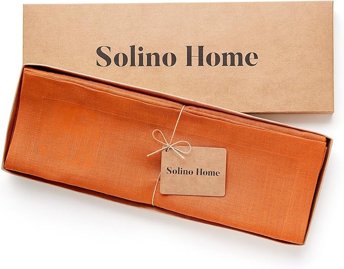 Solino Home Linen Placemats Set of 4 - Persimmon Orange Placemats 14 x 19 Inch - 100% Pure Linen Table Place Mats for Spring, Easter - Fete