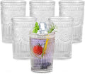 ZMOWIPDL Drinking Glasses Set of 6, 13oz Flower Design Clear Glass Cups | by ZMOWIPDL
