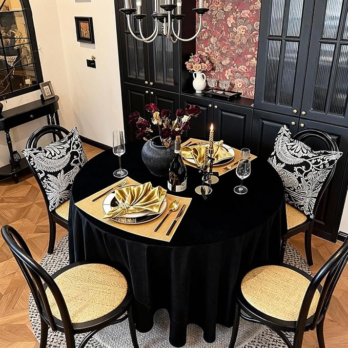 Round Table Placemats Set of 4, Faux Leather Heat Resistant Table Mats, Waterproof Wipeable PU Place Mats, Gold