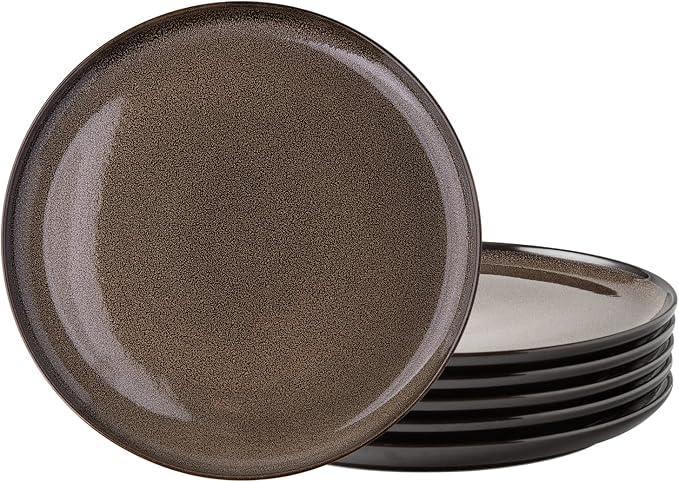 LERATIO Ceramic Plate Set of 6, 8.5 Inch Reactive Glaze Salad Plates | Modern by LeRatio