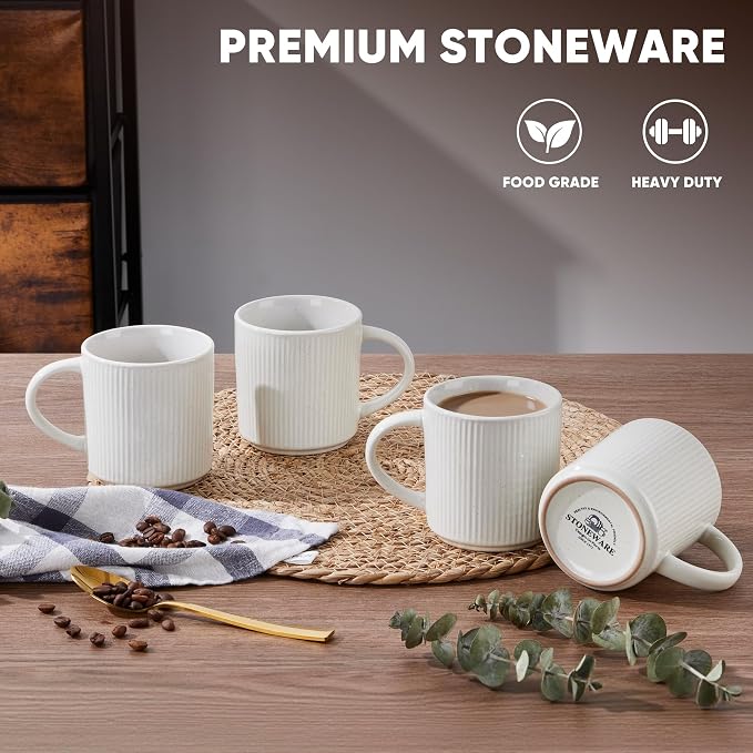 E-far Coffee Mugs Set of 4, 12 oz Stoneware Coffee Cups - Image 3