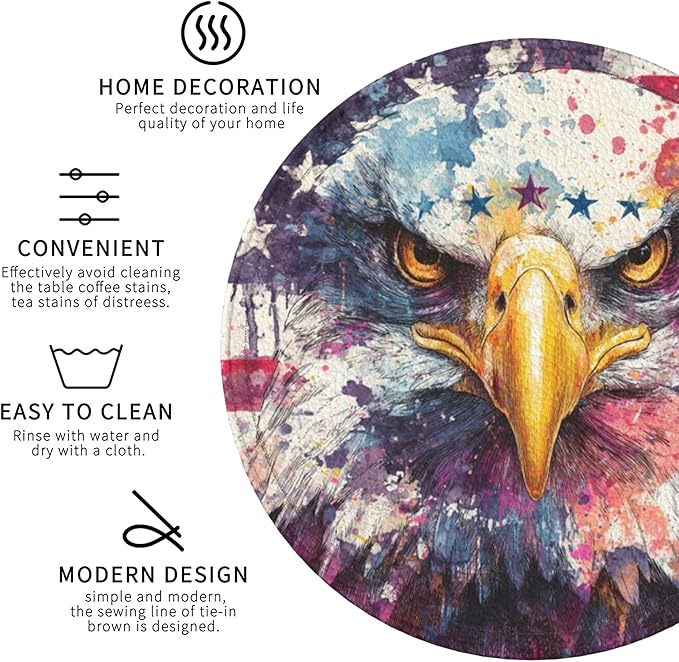 America Coasters Leather Round Drink Coasters 6 Pcs Set with Holderor for Cup Drink Coffee Table Bar Home Decor