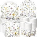 250 Pcs Wildflower Party Decorations Include Spring Summer Floral Paper Plates by Ziliny