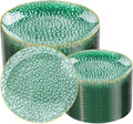 Rubtlamp 100 Clear Green Gold Plastic Plates, Hammered Clear and Gold by Rubtlamp