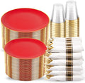 KIRE 350 PCS Red and Gold Plastic Plates by KIRE