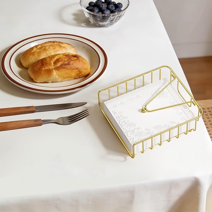 Napkin Holder for Table with Weighted Arm, Dinner Metal Flat Napkin Holders for - Image 2