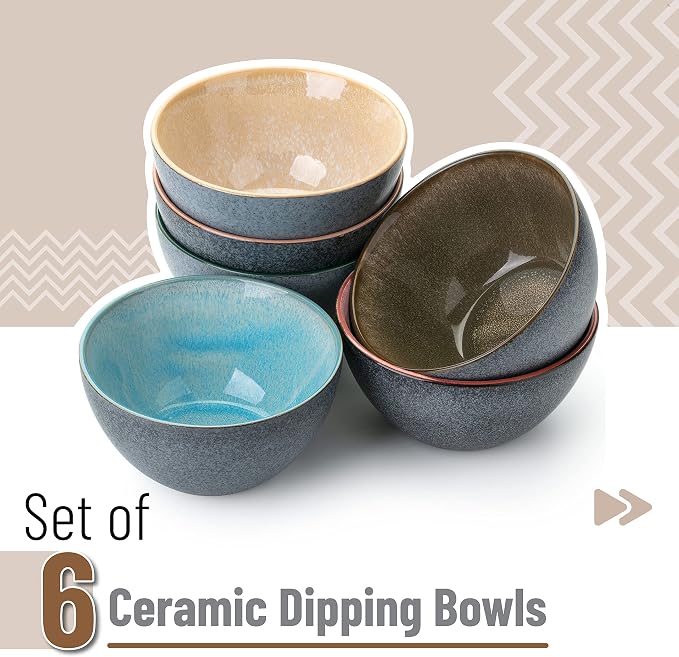 Brew To A Tea BTaT- Ceramic Cereal Bowls, 29 oz, 6 Pack, 6.3 Inches, Glazed - Image 2