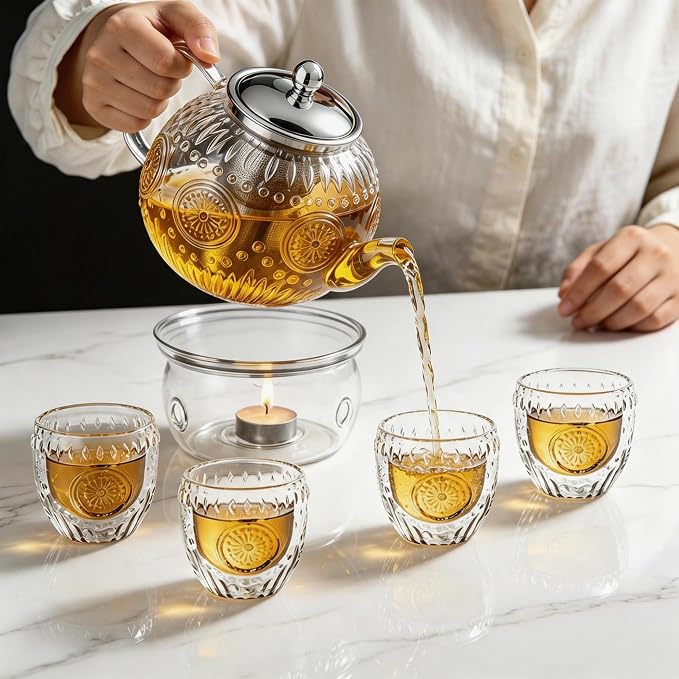 Amzcku 50OZ/1500ml Vintage Glass Teapot Set - Image 5