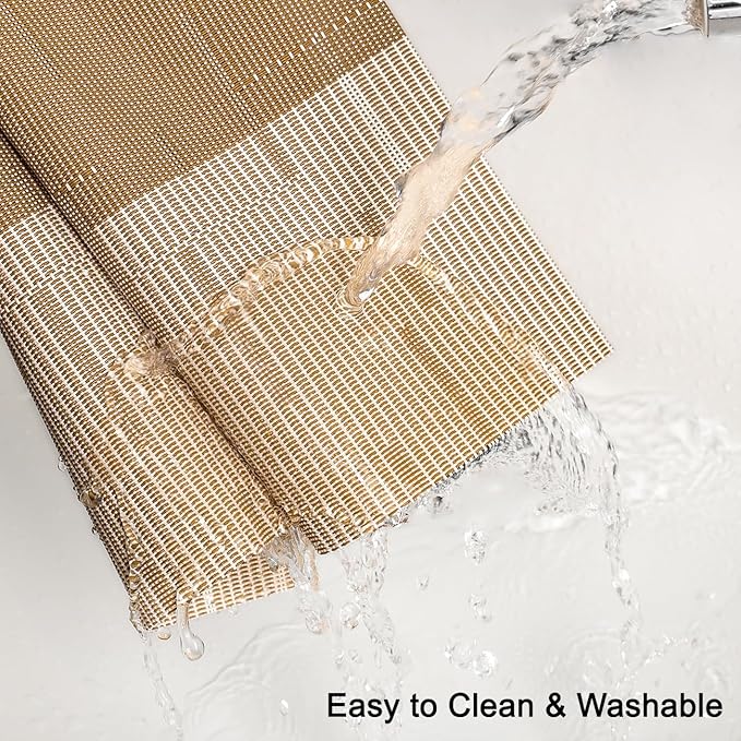 Table Runner 53 Inches Long, Vinyl Woven Farmhouse Table Runners | Washable - Image 3