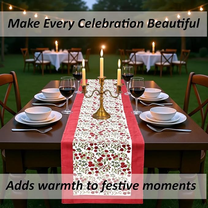 Garnet Red Hand Block Print 100% Cotton Reusable Table Runner 16" X 90" Inches - Image 4