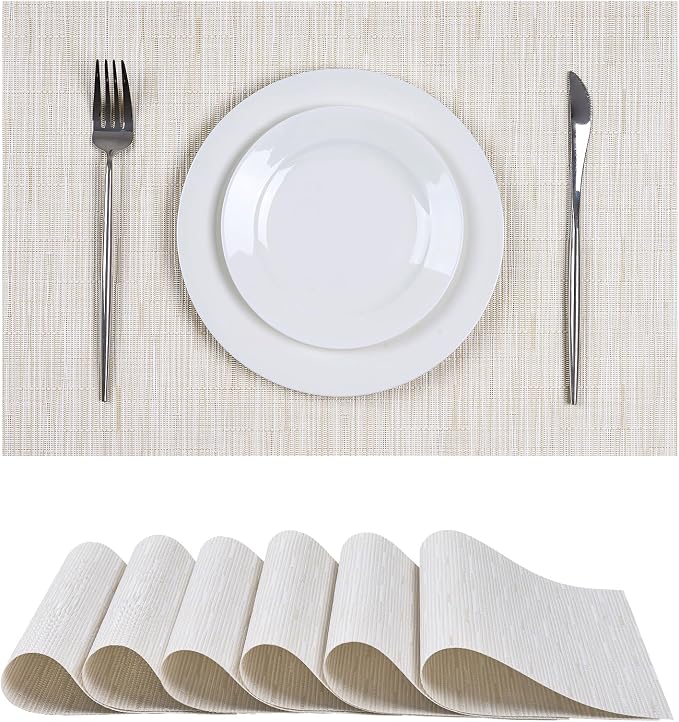 Leetaltree Pale Beige Placemats Set of 6 by Leetaltree-ArtatEveryTable