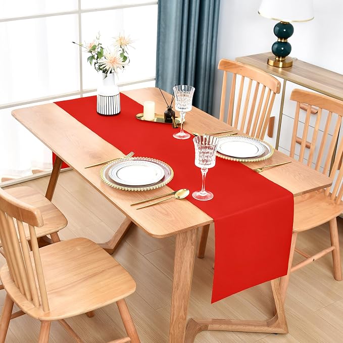 Farmhouse Red Table Runner Dining Table Runners 60 Inches Long Coffee Table - Image 2