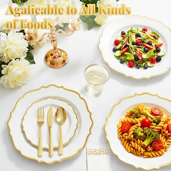 Glowserve 175 Piece Disposable Plastic Plates Dinnerware Set - Image 2