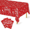 QZYL 4 PCS Valentines Plastic Tablecloths, 54" X 108" Love Heart-Shaped Tablecloths, Disposable Red Valentines Decorations, Rectangle Romantic Galentines Party Favors for Wedding Anniversary Supplies