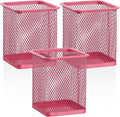 Segarty Pen Cup Holder, 3 Pack Square Dark Pink Pen Holder by Segarty