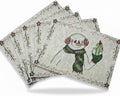 DaDa Bedding Magical Snowman Placemats - Set of 4 Festive Holiday White Tapestry - Cotton Linen Woven Dining Table Mats - 13” x 19” (9733)