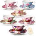 BTaT- Floral Tea Cups and Saucers, 8 oz by BrewToATea