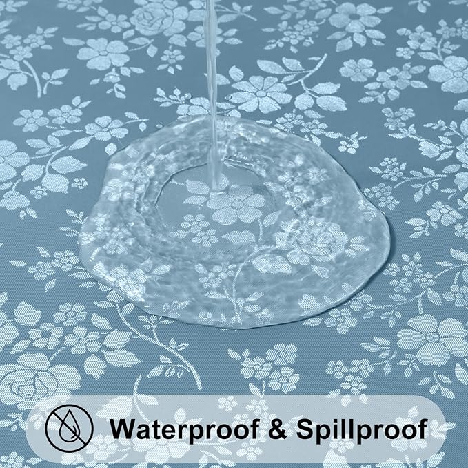 Smiry Rectangle Table Cloth, Waterproof Heavy Duty Vinyl Tablecloths, Wipeable Washable Table Cover for Kitchen and Dining Room (Stone Blue, 60" X 84")
