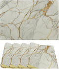 Marble Linen Placemats Set of 4, Modern Abstract Foil Texture White Gold Marble Washable Place Mats, Non Slip Placemat for Home Party Dining Tables Wedding Kitchen Banquets Decor 12x17 Inch