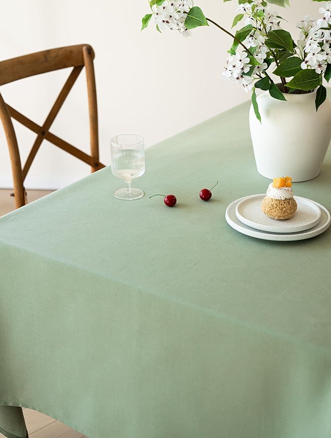 Sage Green Linen Table Cloths for 8 Foot Rectangle Tables Farmhouse Neutral Tablecloth Rectangular Kitchen Decoration Dining Table Cover Washable 60x120