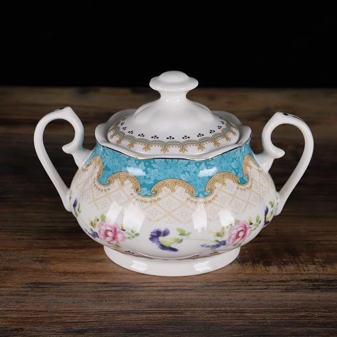fanquare 15 Pieces European Retro Rose Tea Set, English Flora Tea Set - Image 6